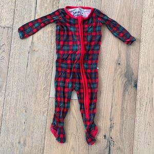 Ruggedbutts ruffle Bamboo Viscose Sleeper Onsie Double Zip Plaid Red 3-6 months